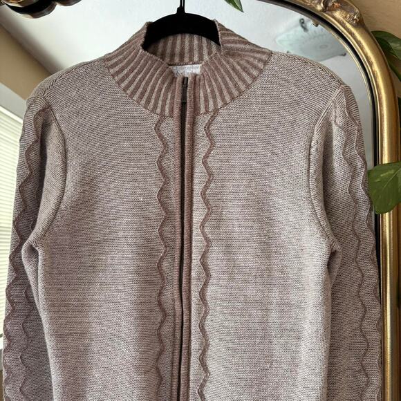 Vintage Christopher & Banks Beige Zip Sweater Small Natural - Picture 3 of 8
